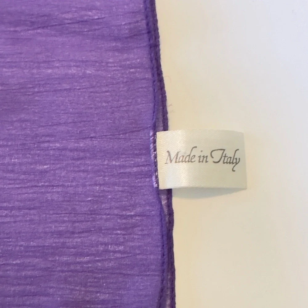 Purple Sheer Square Scarf Made in Italy Textured Lightweight 21x21 Classy Chic